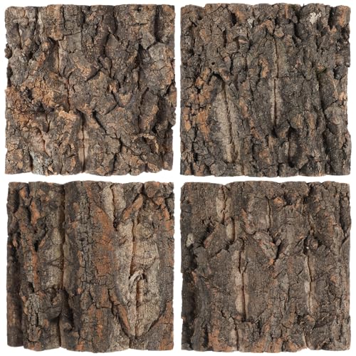Reptilienkorkenrinde: 4 Stück Kork Terrarium Hintergrund, 15 x 15 cm, natürliche Rinde, Terrarium, Dekoration, Reptilien-Klettermatte, Tank- für Bartdrachen, , Geckos, Schildkröte von DOITOOL