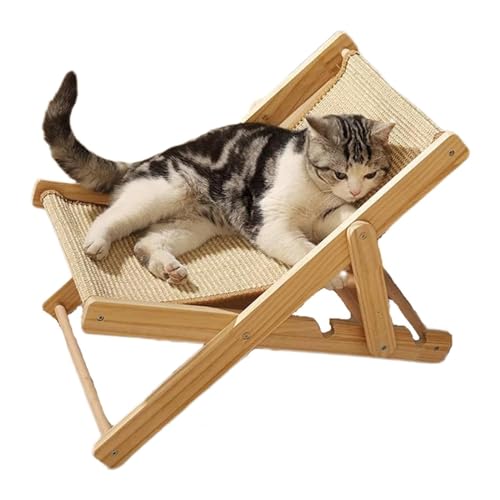 Katzenstuhl-Lounge, Katzen-Hochbett, 4-Fach Verstellbarer Katzenstuhl aus Naturholz, Katzenstuhl mit 10 kg Tragkraft von DOKLY