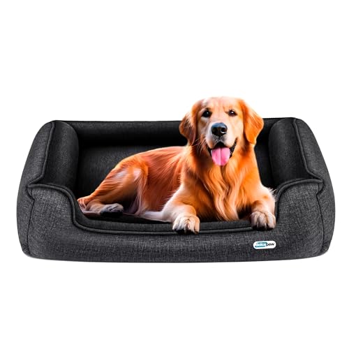 DOLCEPAW Hundebett, Hundesofa für Kleine, Mittelgroße und Große Hunde, Hundekorb Bezug Waschwar, Hundekissen mit Anti-Rutsch Boden, Haustierbett für Hunde und Katzen - 90 x 75 x 25 cm von DOLCEPAW