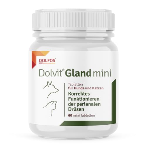 Dolvit Gland Analdrüsen Hund 60 MIniTabletten, Ergänzung für Haustiere zur Unterstützung der Perianaldrüsen, Fördert gesunde Stuhlbildung, Mit Kräuterextrakten und Präbiotika von DOLFOS PETS