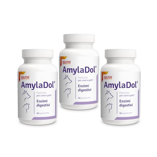 Pets Dolfos AmylaDol Natürliche Verdauungsenzyme, 3 Stück, Amylase, Lipase und Protease, Ergänzungsfuttermittel bei Verdauungsstörungen bei Hunden und Katzen von DOLFOS PETS