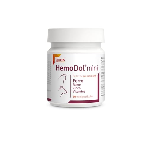 Pets Dolfos Hemodol 60 Mini-Tabletten – Ergänzende Unterstützung für Hund und Katze bei Anämie – fortschrittliche Formel gegen Eisenmangel – enthält Eisen, Kupfer Zink und Vitamine von DOLFOS PETS