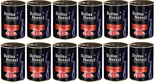 DOLINA NOTECI Premium Kalbfleisch reichhaltig Katzenfutter, Nassfutter für Erwachsene Katzen 12x400g von DOLINA NOTECI