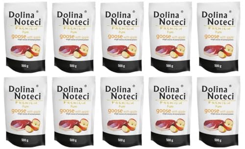 Dolina Noteci Premium Pure reich an Gans mit Apfel - Glutenfrei Nassfutter für Hunde mit Allergien 500g (10-er Pack) von DOLINA NOTECI