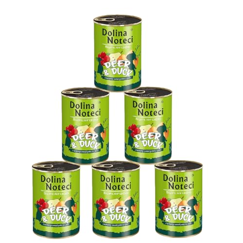 Noteci Premium Super Food Hirsch und Ente Nass Hundefutter 6x 400g von DOLINA NOTECI