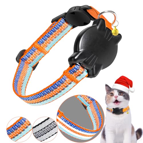 Airtag Katzenhalsband - Integriertes Airtag Halsband Katze Halsband Wasserdicht,Reflektierendes Katzenhalsband Airtag mit Sicherheitsverschluss Gummizug für Kätzchen Klein Hund (Farbe XS) von DOMIPHIE