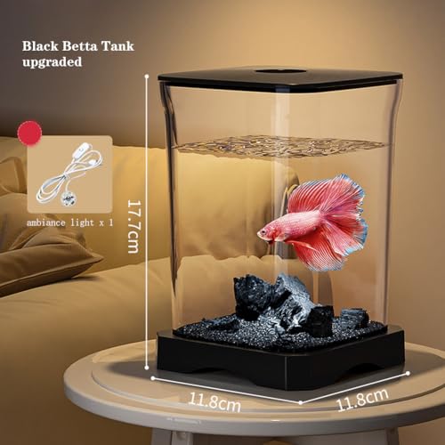 Fischtank Aquarium mit Atmosphäre Licht - Kampffisch Aquarium Starter Kit Desktop Dekor - Betta Fischtank - Aquaristik Tischdekoration für Zuhause, Büro, Wohnzimmer - 17.7 x 11.8 x 11.8cm Fischtank Aquarium mit Atmosphäre Licht - Kampffisch Aquarium Starter Kit Desktop Dekor - Betta Fischtank - Aquaristik Tischdekoration für Zuhause, Büro, Wohnzimmer - 17.7 x 11.8 x 11.8cm von DOMUMALI