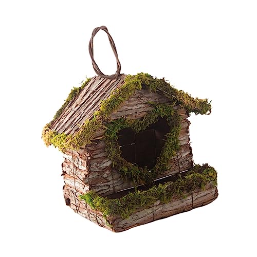 DONFAMDS 1 Stück Hängendes Vogelhaus aus Rinde und Moos Handgefertigte Dekoration für Blumen und Vielseitig Einsetzbar für Garten und Terrasse Kreatives von DONFAMDS