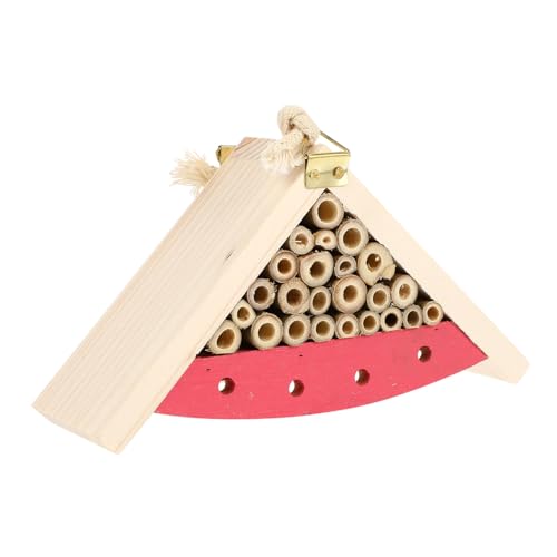 DONFAMDS 1 Stück Insektenhotel aus Holz Hängendes Bienenhaus für Wildbienen und Robuste Nistgelegenheit mit Eisenhaken für Ihren Farbenfroh von DONFAMDS