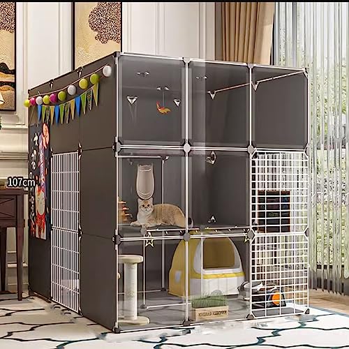 DONGGANSHI Transparenter Katzenkäfig - Haustierlaufstall, große DIY-Katzengehege für den Innenbereich für 1–3 Katzen, abnehmbare Kleintierkiste aus Metalldraht, Übungsort für Kleintiere (Farb DONGGANSHI Transparenter Katzenkäfig - Haustierlaufstall, große DIY-Katzengehege für den Innenbereich für 1–3 Katzen, abnehmbare Kleintierkiste aus Metalldraht, Übungsort für Kleintiere (Farb von DONGGANSHI