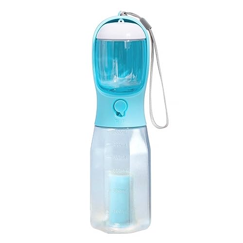 3-in-1 Hunde Wasserflasche, 600ml Trinkflasche Hunde für Unterwegs + 100g Futterbehälter+Hunde Poop Bag Fach für Hunde für Spazieren Gehen Reisen Campen von DONGKER