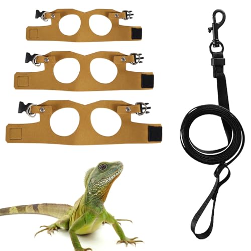 Bartagamen-Geschirr und Leinen-Set, verstellbare Bartagamen-Weste mit 2 m Lange Leine für das Training von Reptilien, Eidechsen und Kleintieren beim Spazierengehen im Freien von DONGKER