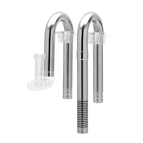 DONGKER Aquairum Lily Pipe Filterrohr, 12/16 mm Edelstahl Aquarium Wasseroberfläche Skimmer, Zu- und Abfluss Wasserleitung mit Acryl Befestigungsclip für Aquarium von DONGKER