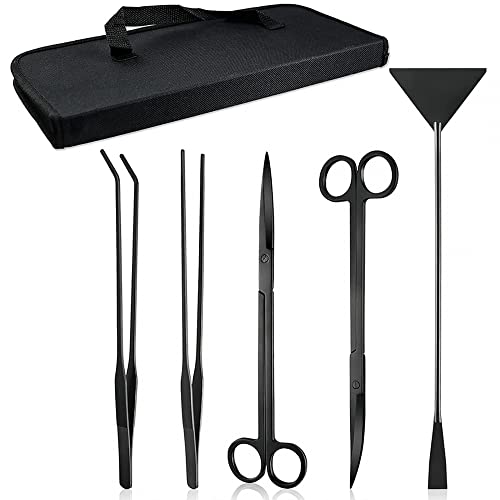 Aquascaping Tools, Edelstahl Aquarium Pflanzenwerkzeuge Sets, Aquarium Reinigungsset für Aquarium Starter Kit, Aquarium Pinzette Schere Spachtel Werkzeug Set von DONGKER