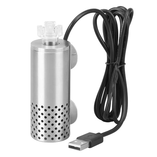 DONGKER Aquarium Oberflächenskimmer, Elektrischer USB Oberflächenabsauger Skim, Edelstahl Aquarium Surface Skimmer mit 2 Saugnäpfen für den heimischen Fischwassertank von DONGKER