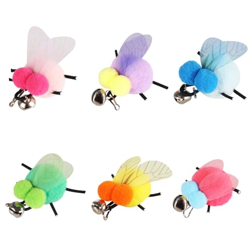 DONGKER Cat Feather Toys, 6 Stück Katzen Ersatz-Federspielzeug, Interaktives Katzenangel Ersatzfedern mit Glöckchen für Insektenfedern zum Spielen für Hauskatzen DONGKER Cat Feather Toys, 6 Stück Katzen Ersatz-Federspielzeug, Interaktives Katzenangel Ersatzfedern mit Glöckchen für Insektenfedern zum Spielen für Hauskatzen von DONGKER