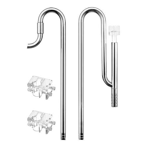 DONGKER Einlauf Auslauf Aquarium, 12/16 mm Steel Stainless Inflow Outflow, Edelstahl Lily Pipe Filterrohr Wasserleitung mit Acryl Oberflächenabsauger Wasseroberfläche Skimmer von DONGKER