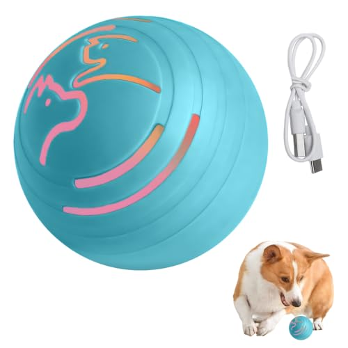 DONGKER Elektrisch Hunde-/Katzenball mit LED Licht, Automatischer 360 Grad Rollball, ø5,6cm, USB Wiederaufladbarer Interaktives Spielzeug für Katzen, Hunde, Welpen zu erregen von DONGKER