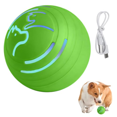 DONGKER Elektrisch Hunde-/Katzenball mit LED Licht, Automatischer 360 Grad Rollball, ø5,6cm, USB Wiederaufladbarer Interaktives Spielzeug für Katzen, Hunde, Welpen zu erregen von DONGKER