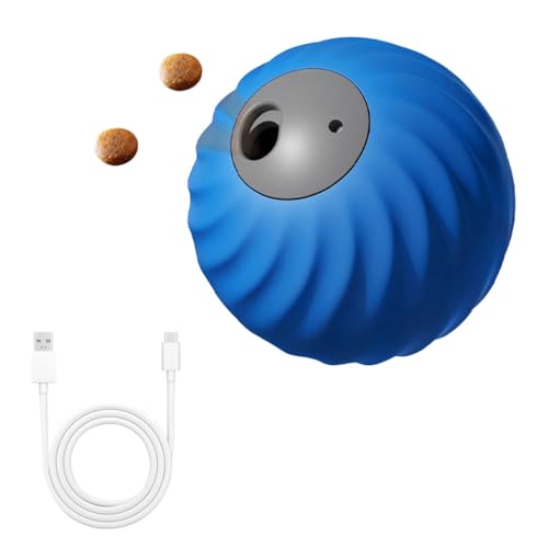 DONGKER Elektrisch Katzen-/Hundespielzeug, Interaktiver Automatisches Rolling Ball mit Futterausgabeloch, ø7,2cm, Intelligentes Spielball für Hunde und Katzen, tägliche Trainingsinteraktion von DONGKER