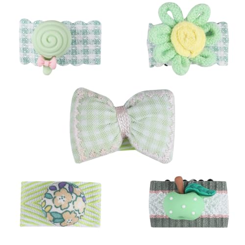 DONGKER Haarspangen Katzen/Hunde, 5 Stück Niedlicher Welpen Haarnadel mit Schleife, Mini-Bogen Haarschmuck für Kleine Hunde Katzen Welpen Teddy Pudel Bichons von DONGKER