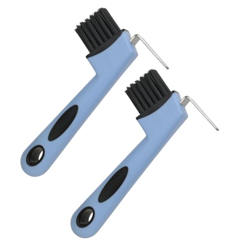 DONGKER Hufkratzer mit Bürste, 2 Stück Hufauskratzer mit Bürste für Pferdeköpfe, Pferdepflege Zubehör mit Gummigriff für Pferde, Esel, Ziegen, Reifen und Wanderstiefel von DONGKER