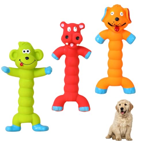 DONGKER Hund Quietschspielzeug, 3/6 Stück süßes Latex Hundespielzeug, Quietschend Kauspielzeug mit unterem Schallloch für Welpen, kleine und mittelgroße Hunde von DONGKER