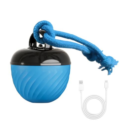 DONGKER Interaktives Katzen-/Hundespielzeug, Automatisch Selbstbeweglicher Rollender Ball mit Seil, USB Wiederaufladbar Hundeball mit integriertes Sound für Katzen und Hunde im Haus von DONGKER