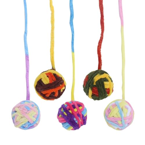 DONGKER Katzenspielzeug, 4 Stuck Garnball für Katzen, ø 5cm, Katzenbälle mit Glöckchen, Kätzchenspielzeugball an Schnur für Katzen und Kätzchen im Innenbereich DONGKER Katzenspielzeug, 4 Stuck Garnball für Katzen, ø 5cm, Katzenbälle mit Glöckchen, Kätzchenspielzeugball an Schnur für Katzen und Kätzchen im Innenbereich von DONGKER