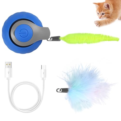 DONGKER Katzenspielzeug, Elektrisch Katzen Spielzeug Ball, 360° Intelligent Automatisches Selbstbeschäftigung Spielball mit Ersatzschwanz für Katzen und Hundespielzeug von DONGKER