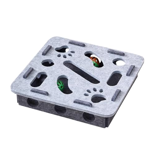 DONGKER Interaktives Katzenspielzeug, 30cm Rund/Quadrat Filz Katzen Labyrinth Spielbox, 3D Puzzlespiel Intelligenzspielzeug mit 2 Glöckchenbällen zur Beschäftigung Mit Kratztraining Und Jagdspielen DONGKER Interaktives Katzenspielzeug, 30cm Rund/Quadrat Filz Katzen Labyrinth Spielbox, 3D Puzzlespiel Intelligenzspielzeug mit 2 Glöckchenbällen zur Beschäftigung Mit Kratztraining Und Jagdspielen von DONGKER