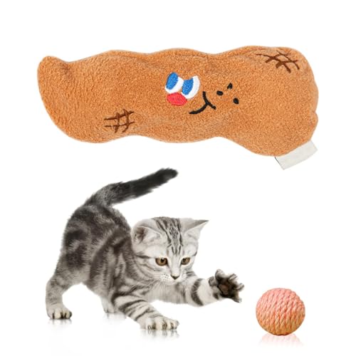 DONGKER Interaktives Katzenspielzeug, Erdnussform Katzen Spielzeug, Katzen-Sisalball mit Integrierte Knackige Glocke für Katzen zum Kratzen, Streicheln, Beißen oder Jagen DONGKER Interaktives Katzenspielzeug, Erdnussform Katzen Spielzeug, Katzen-Sisalball mit Integrierte Knackige Glocke für Katzen zum Kratzen, Streicheln, Beißen oder Jagen von DONGKER