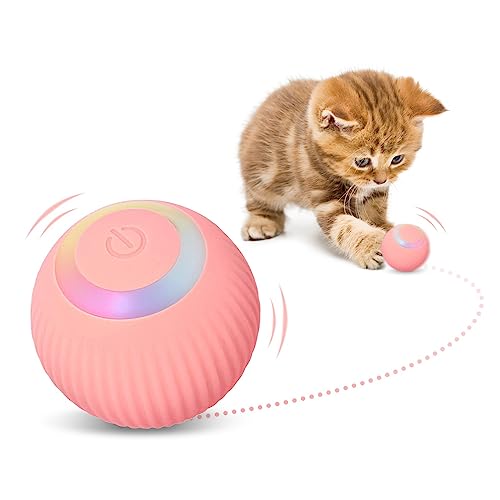 DONGKER Interaktives Katzenspielzeug Ball, Intelligenter Automatisch Rollender Ball, USB 360° Selbstdrehender Elektrisch Ball Lustig Bälle Spielzeug für Katzen von DONGKER