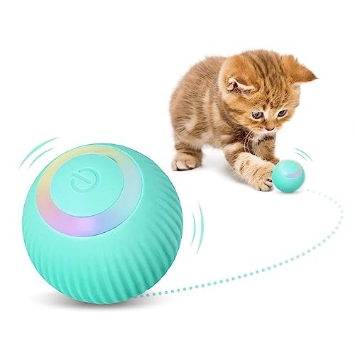 DONGKER Interaktives Katzenspielzeug Ball, Intelligenter Automatisch Rollender Ball, USB 360° Selbstdrehender Elektrisch Ball Lustig Bälle Spielzeug für Katzen von DONGKER
