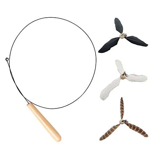 DONGKER Interaktives Katzenspielzeug Set, Katzenangel mit 3 austauschbare Anhänger, Nachhaltiges Spielzeug mit ergonomischer Holzgriff für Katzen, Kätzchen DONGKER Interaktives Katzenspielzeug Set, Katzenangel mit 3 austauschbare Anhänger, Nachhaltiges Spielzeug mit ergonomischer Holzgriff für Katzen, Kätzchen von DONGKER