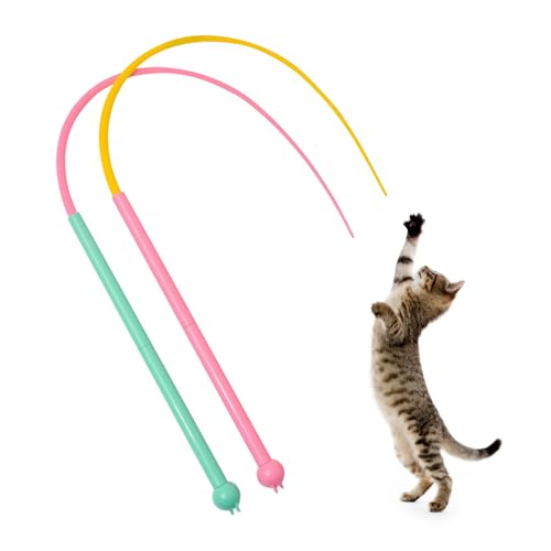 DONGKER Katzenangel Silikon, 2 Stück 31,5 Zoll Lang Interaktives Katzenstab Katzenspielzeug, Selbstbeschäftigung Maus Schwanz Katze Spielzeug mit eingebaute Glocke für Indoor-Spiel DONGKER Katzenangel Silikon, 2 Stück 31,5 Zoll Lang Interaktives Katzenstab Katzenspielzeug, Selbstbeschäftigung Maus Schwanz Katze Spielzeug mit eingebaute Glocke für Indoor-Spiel von DONGKER