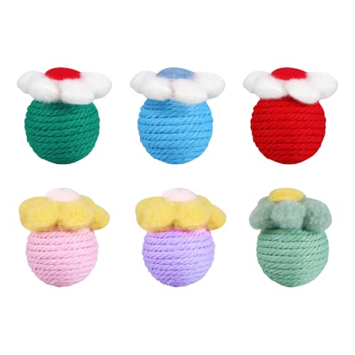 DONGKER Katzenbälle-Spielzeug, 6 Stück Katzenspielzeug Ball, Kaktusform Baumwollseil Interaktives Cat Ball Toy mit Rasseln für Hauskatzen, Kätzchen, zum Spielen, Kauen und Kratzen DONGKER Katzenbälle-Spielzeug, 6 Stück Katzenspielzeug Ball, Kaktusform Baumwollseil Interaktives Cat Ball Toy mit Rasseln für Hauskatzen, Kätzchen, zum Spielen, Kauen und Kratzen von DONGKER