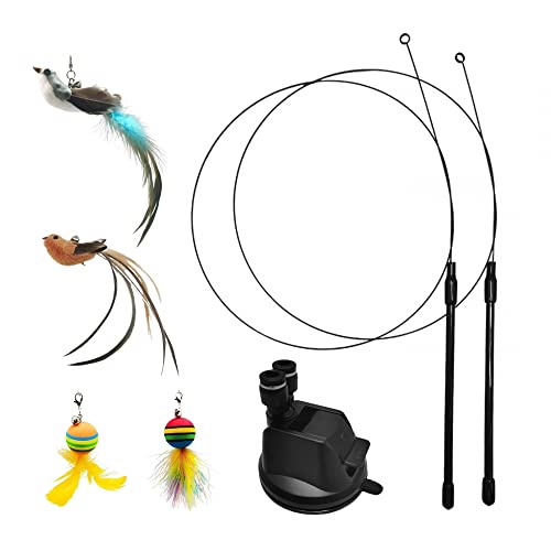 DONGKER Katzenfeder-Spielzeug-Set, Katzenfeder-Stabspielzeug mit Saugnapf-Feder-Teaser Katzenspielzeug mit Glocke für kleine große Katzen DONGKER Katzenfeder-Spielzeug-Set, Katzenfeder-Stabspielzeug mit Saugnapf-Feder-Teaser Katzenspielzeug mit Glocke für kleine große Katzen von DONGKER