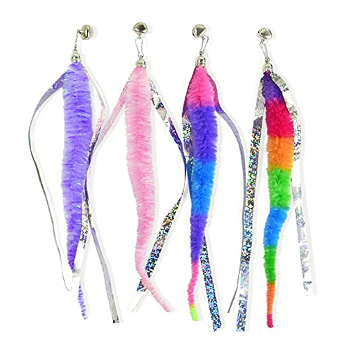 DONGKER Katzenspielzeug Feder, 4 Stück Cat Feather Toys Ersatz, Katzenangel Ersatzfedern Anhänger Federn Katzen Spielzeug mit Glocken für Katze DONGKER Katzenspielzeug Feder, 4 Stück Cat Feather Toys Ersatz, Katzenangel Ersatzfedern Anhänger Federn Katzen Spielzeug mit Glocken für Katze von DONGKER