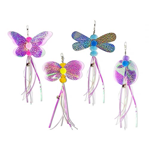 DONGKER Katzenspielzeug Feder, 4 Stück Cat Feather Toys Ersatz, Katzenangel Ersatzfedern Anhänger Federn Katzen Spielzeug mit Glocken für Katze DONGKER Katzenspielzeug Feder, 4 Stück Cat Feather Toys Ersatz, Katzenangel Ersatzfedern Anhänger Federn Katzen Spielzeug mit Glocken für Katze von DONGKER