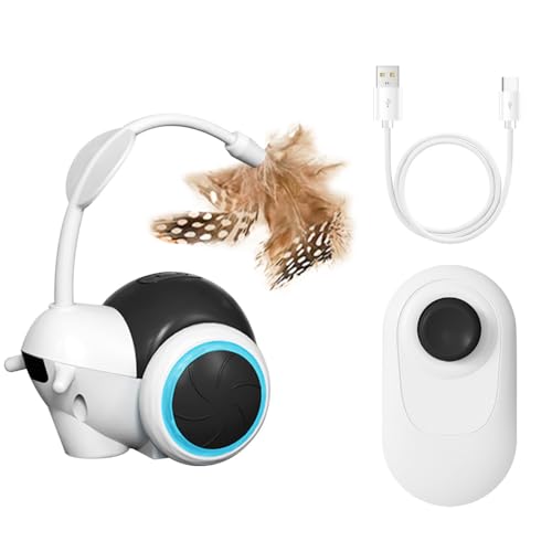 DONGKER Katzenspielzeug Selbstbeschäftigung, Intelligentes Automatisches Katzen Spielzeug, Elektrisch USB Interaktives Katzenspielzeug mit Fernbedienung, Federn und LED-Lichtern für Hauskatzen DONGKER Katzenspielzeug Selbstbeschäftigung, Intelligentes Automatisches Katzen Spielzeug, Elektrisch USB Interaktives Katzenspielzeug mit Fernbedienung, Federn und LED-Lichtern für Hauskatzen von DONGKER