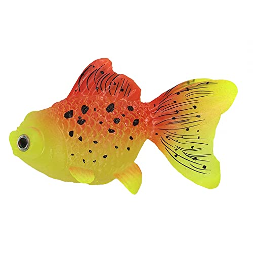 DONGKER Künstliche Fische,Silikon Aquarium Gefälschter Fisch, leuchtender Goldfisch mit Einstellbare Länge Saugnäpfe für Schwimmende Ornamente im Aquarium von DONGKER