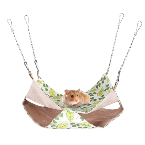 DONGKER Meerschweinchen-Hängematte, Doppelschicht Sommer Hängebette für Haustierkäfige, Kuschelhöhle mit 4 Metallhaken für Frettchen, Ratten, Chinchillas, Kurzkopfgleitbeutler, Kleintiere von DONGKER