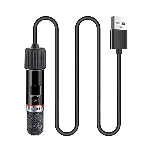 DONGKER Mini Aquarium Heizung, DC 5V/2A 10W USB Klein Aquarium Heizstab, 26℃/78℉ konstante Temperatur Heizer für 0,5-2L Meerwasser Salzwasser und Süßwasser von DONGKER