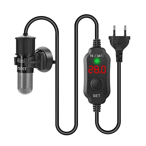 DONGKER Mini Aquarium Heizung, 10W 20W 30W Temperatur Einstellbare Aquarium Heizer, Aquarium Heizstab mit Temperaturanzeige für 3-8L Fischtanks und Aquarium von DONGKER