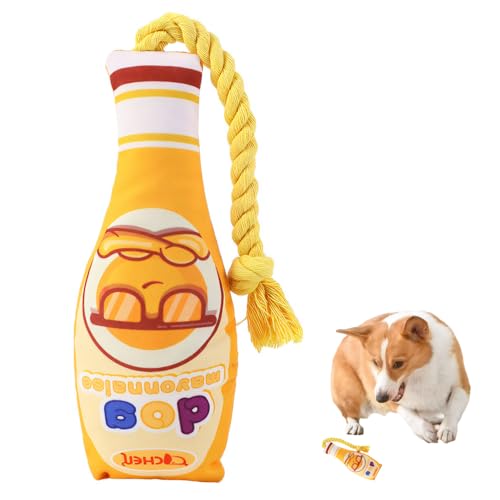 DONGKER Quietschspielzeug Hunde, Plüsch Hundespielzeug in Marmeladenglasflascheform, Niedliches Kauspielzeug mit Seil für kleine, mittelgroße und große Hunde, Welpen, Haustiere DONGKER Quietschspielzeug Hunde, Plüsch Hundespielzeug in Marmeladenglasflascheform, Niedliches Kauspielzeug mit Seil für kleine, mittelgroße und große Hunde, Welpen, Haustiere von DONGKER
