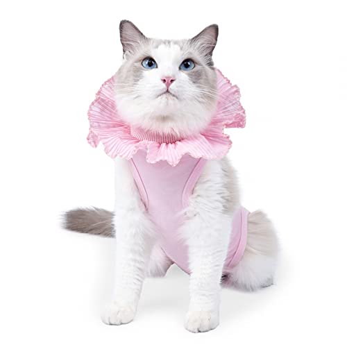 DONGKER Recovery Suit Katze,Atmungsaktiv Katzenbody Erholungsanzug,Einstellbar E-Halsband-Alternative mit Spitzenmuster für Verhindern Lecken Nach der Operation Tragen Weaning DONGKER Recovery Suit Katze,Atmungsaktiv Katzenbody Erholungsanzug,Einstellbar E-Halsband-Alternative mit Spitzenmuster für Verhindern Lecken Nach der Operation Tragen Weaning von DONGKER