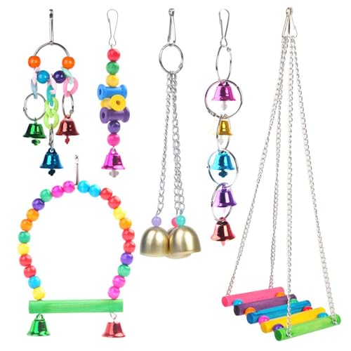 DONGKER Papageienspielzeug, Mehrfarbig Wellensittiche Spielsachen Set, Hängende Vogel Spielzeug mit Glocke für Conures Nymphensittiche Liebesvögel kleine Sittiche, Sittiche Finken DONGKER Papageienspielzeug, Mehrfarbig Wellensittiche Spielsachen Set, Hängende Vogel Spielzeug mit Glocke für Conures Nymphensittiche Liebesvögel kleine Sittiche, Sittiche Finken von DONGKER