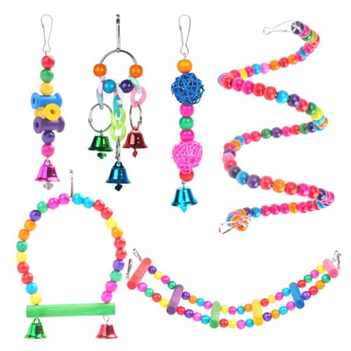 DONGKER Papageienspielzeug, Mehrfarbig Wellensittiche Spielsachen Set, Hängende Vogel Spielzeug mit Glocke für Conures Nymphensittiche Liebesvögel kleine Sittiche, Sittiche Finken DONGKER Papageienspielzeug, Mehrfarbig Wellensittiche Spielsachen Set, Hängende Vogel Spielzeug mit Glocke für Conures Nymphensittiche Liebesvögel kleine Sittiche, Sittiche Finken von DONGKER