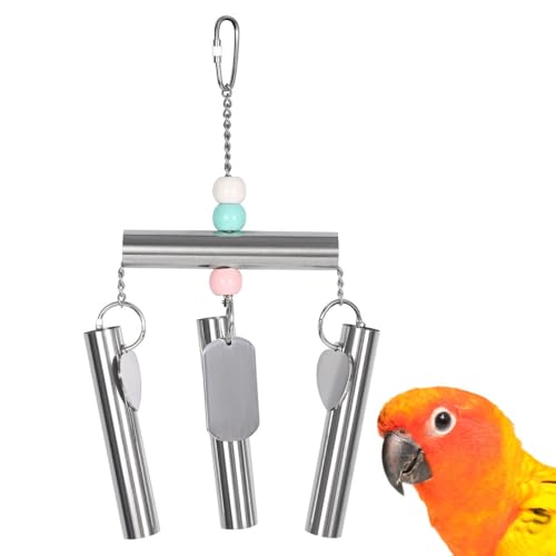 DONGKER Vogelglocken aus Edelstahl, zum Aufhängen, Kauspielzeug für mittelgroße und große Papageien, Vögel, Sittiche, Nymphensittiche, Kakadu von DONGKER